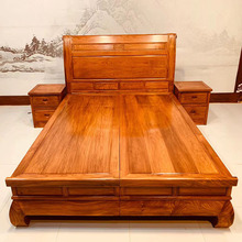 红木家具双人床刺猬紫檀1.8米卷书大床新中式实木结婚床卧室大床