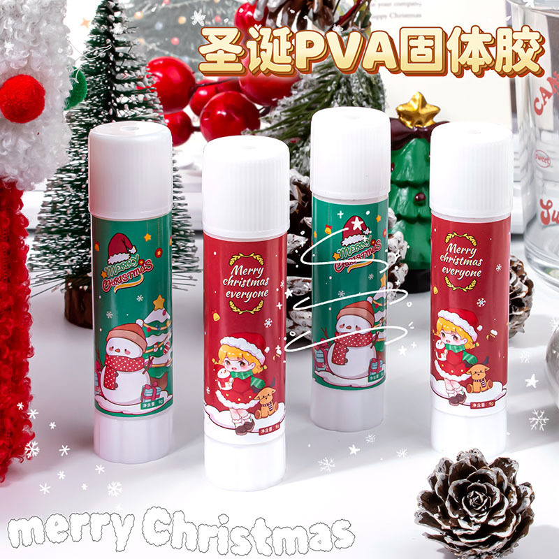 卡通圣诞PVA固体胶可爱学生儿童DIY手工小号胶棒创意圣诞文具批发