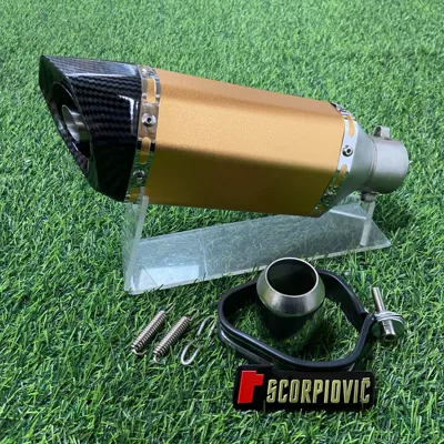 Motorcycle Exhaust Pipe Round Motorcycle exhaust pipe - 180-small-hexagonal-round-mouth-yellow-body-imitation-carbon-head
