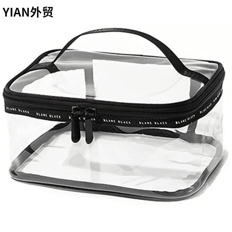 Amazon Waterproof Cosmetic Bag Travel Large Storage Black Airport Security Inspection Cosmetic Bag Transparent Cosmetic Bag Customized