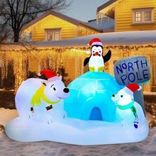 北极熊企鹅冰屋LED发光气模圣诞节装饰摆件道具跨境外贸热销