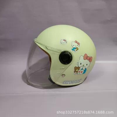 Motosiklet kaskı (dəbilqə) — certification children's helmet boys and - white-kt-cat-transparent-long-mirror