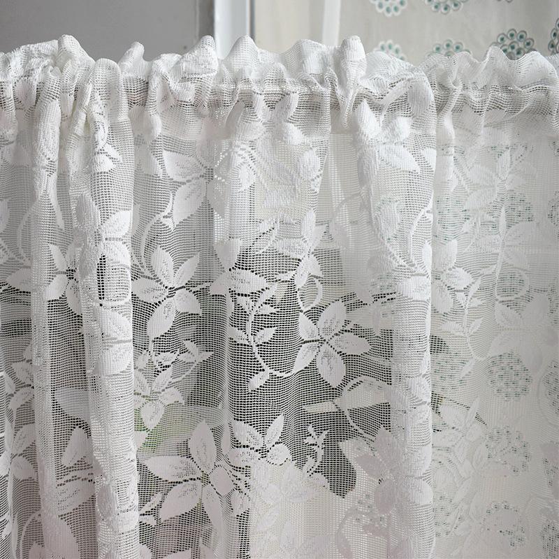 【Binko】Factory Direct Supply Foreign Trade Window Screen American Warp Knit Fabric Cross-border White Curtain No-Punch Rod Mount Short Curtain