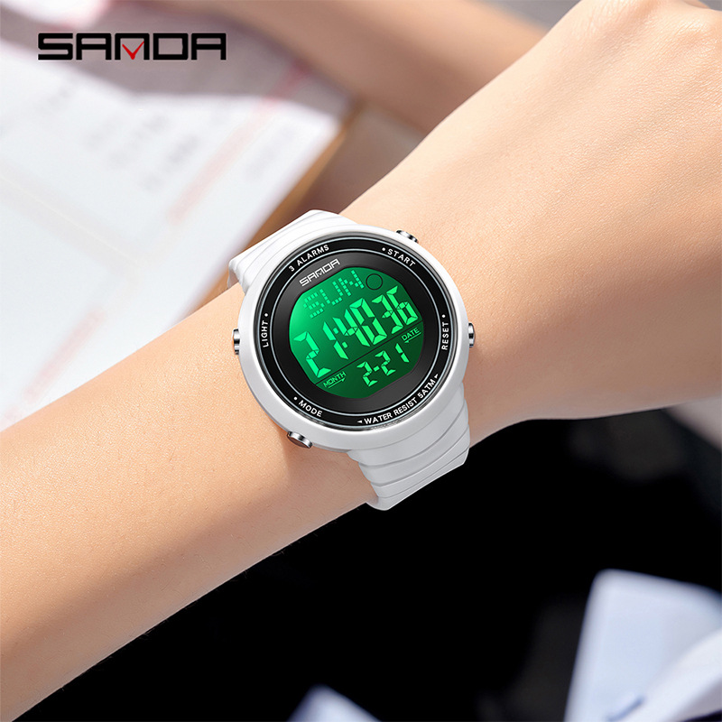 Sanda moda masculina y femenina silicona correa de reloj electrónico impermeable multifuncional reloj deportivo ligero y delgado de una sola pantalla luminosa
