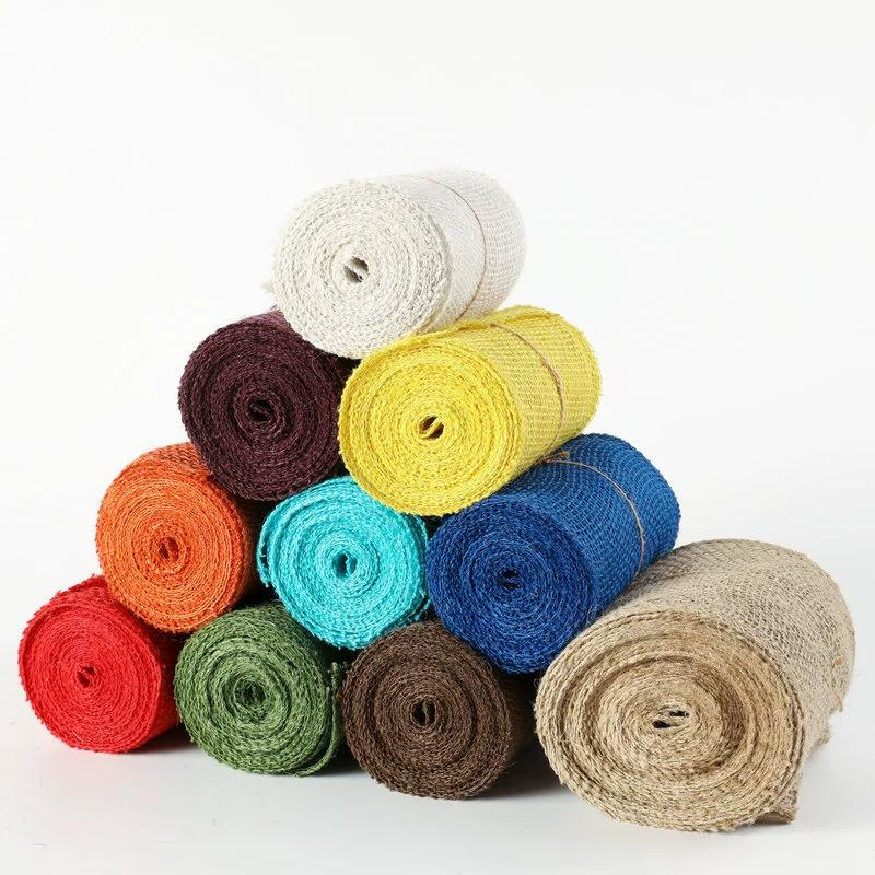30 однотонных льняных рулонов для DIY, ленты для ручного декора, натуральный лен, закреплённые рулоны джута, товары для животных