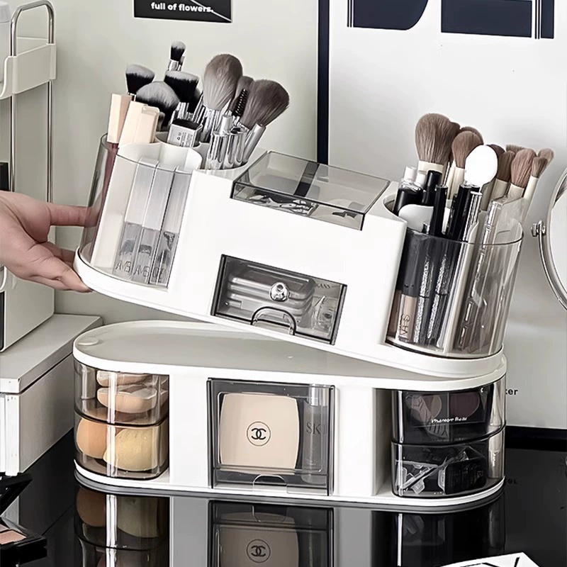 Настольная многофункциональная подставка для косметики, органайзер для кистей, помады и пудры, разделитель для туалетного столика