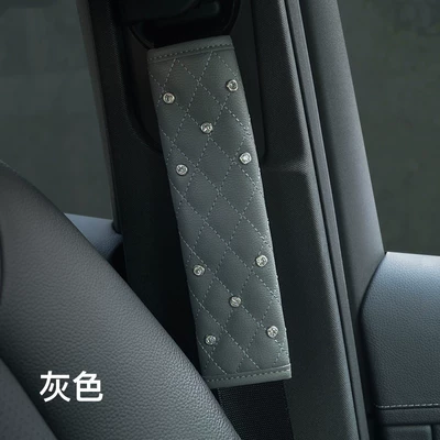 pad covers, metal crown with rhinestones | Seat belt shoulder pad - seatbelt-shoulder-pad-rivet-style-gray-1-piece