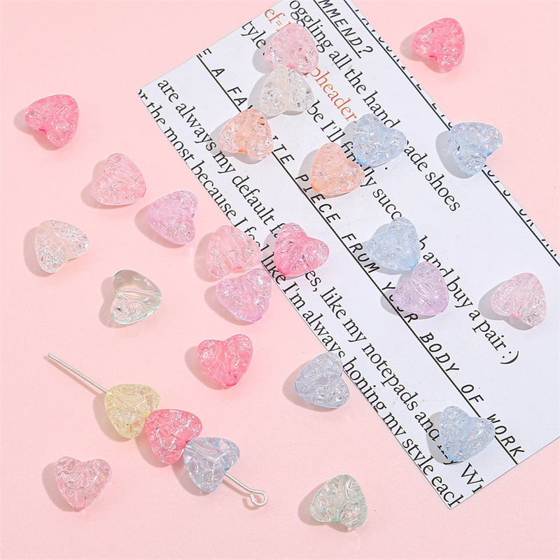 DIY Jewelry Accessories Classification 1 Set 10 * 9mm Hole 2~2.9mm Arylic Heart Shape DIY Jewelry Accessories Beads
