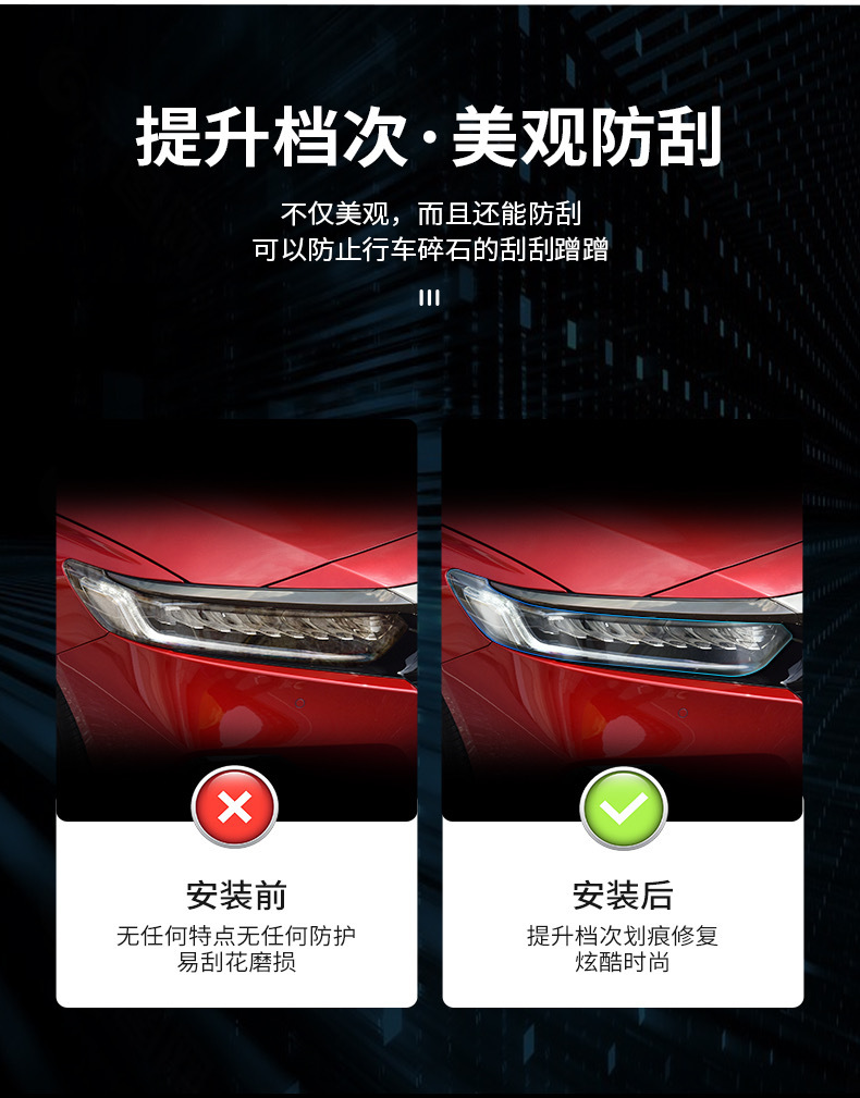 Suitable for Honda Accord blackened light film, headlight and taillight color changing, light-sensing car film, Black Warrior film, Civic-TPU