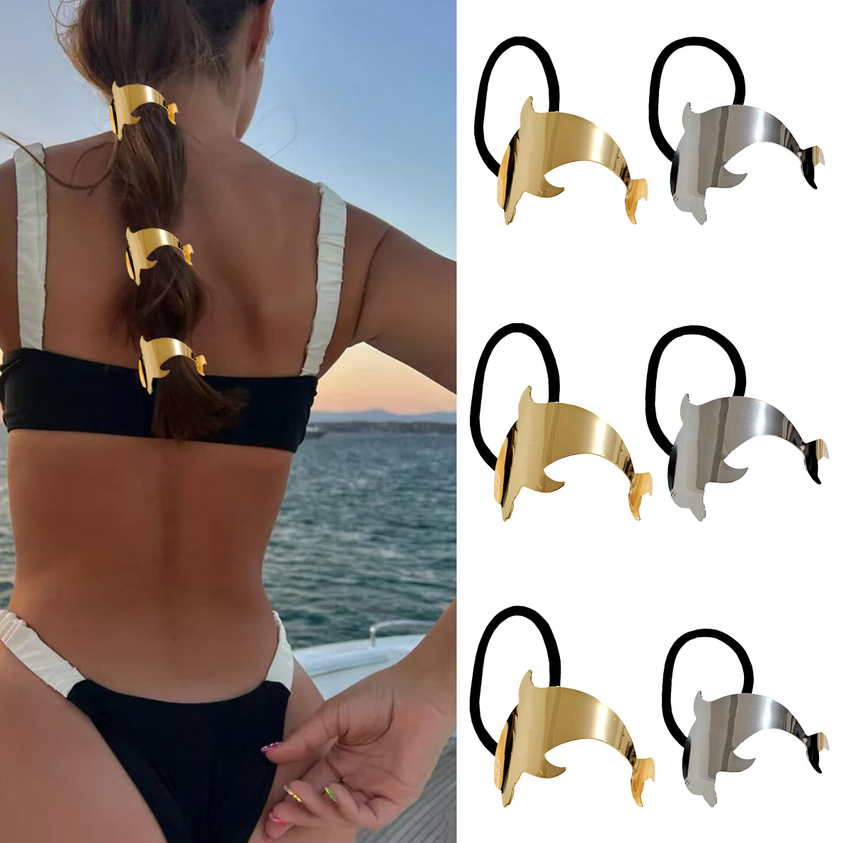 Europa y los Estados Unidos hebilla para el cabello punk personalidad transfronteriza broca de cabello trenzada gótica geometría redonda conjunto anillo de cabello cuerda para el cabello