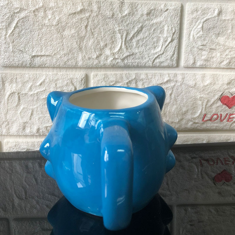 Caricatura azul encantador ratón de cerámica 3D taza de agua taza de café