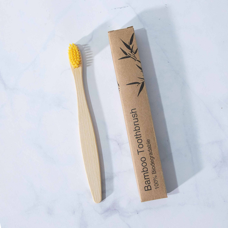 Cepillo de dientes de carbono de bambú para niños Papel Kraft en caja Arco Iris cepillo suave ultrafino cepillo de dientes de bambú de madera se puede configurar