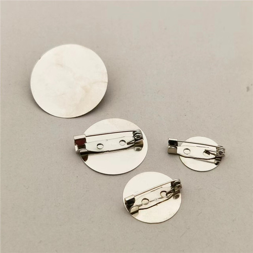 Circular flat brooch with pin, holeless brooch flower DIY badge head accessory metal accessories