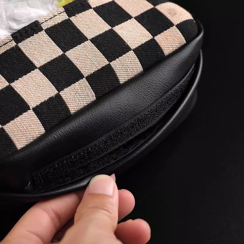Caja de pañuelos para coche, asiento de dibujo, bolsa de pañuelos de pata de gallo, caja de dibujo para coche, cuero colgante multifuncional, estilo europeo creativo