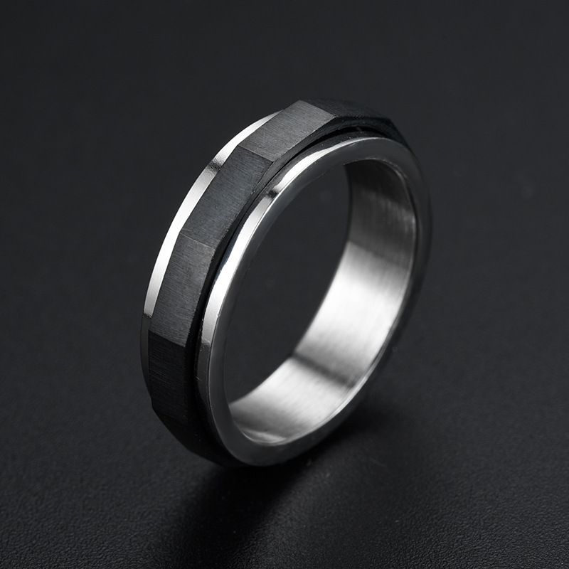Daily, Street Occasion Retro Classic Style Geometric Titanium Steel Plating Unisex Rings Men Band Rings
