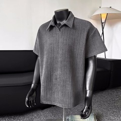 小麦柄半袖ポロシャツメンズハイエンド夏トレンドブランドヘビーウェイトTシャツアメリカントレンドルーズ半袖Tシャツ