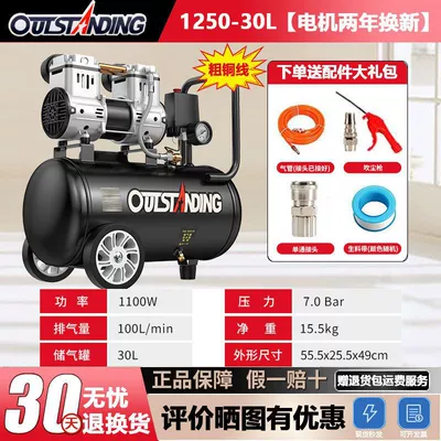 Air Pump, Hava kompressorları - new-motor-replacement-within-two-years-focusing-on-air-compressors-for-17-years-thick-copper-1250-30l-free-7m-tube-four-piece-set