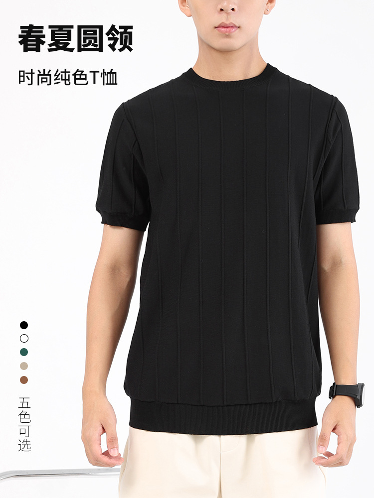 Hombre de verano camiseta de manga corta camiseta de hielo sólido camiseta de punto camiseta camiseta de base camiseta de vestir ropa de hombre al por mayor sensación de hielo
