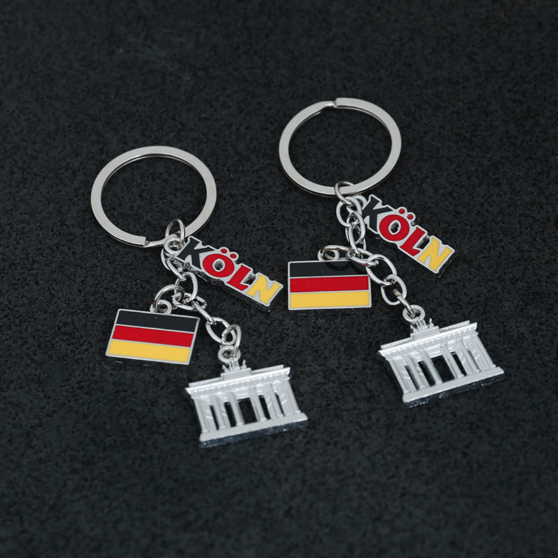 Metal car flag flag key chain pendant creative German string burning jewelry small accessories factory direct sales Metal car flag flag key chain pendant creative German string burning jewelry small accessories factory direct sales