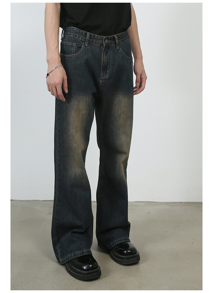 Quần jean nam ống đứng dáng suông rộng cạp vừa phong cách Hàn, vải denim giặt cổ điển — Xanh lam nhạt, Xám nhạt, Đất Sét chi tiết 7
