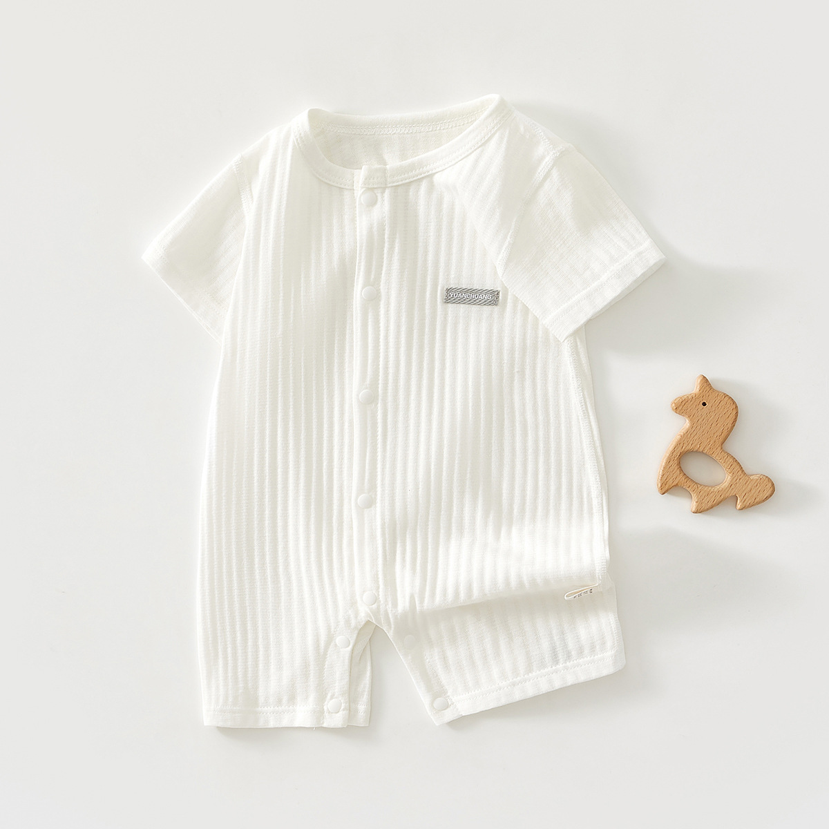 Jacquard White-Short Sleeve Jumpsuit Summer