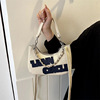 One-shoulder bag, capacious denim bag strap with letters, European style, wholesale