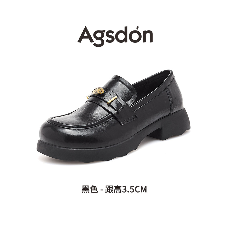 Auge Lion negro Lefour zapatos para mujeres 2025 nuevo otoño estilo británico zapatos de cuero con falda de tacones gruesos jk zapatos