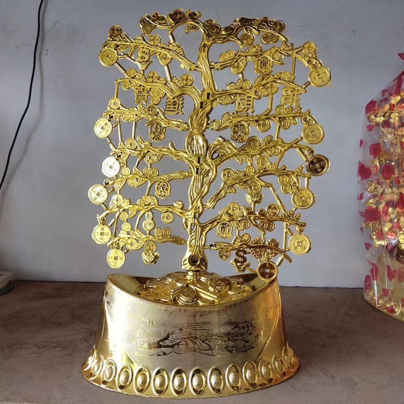 Xinpeng funeral supplies processing and production of gold-plated plastic cash cow 43cm supplies