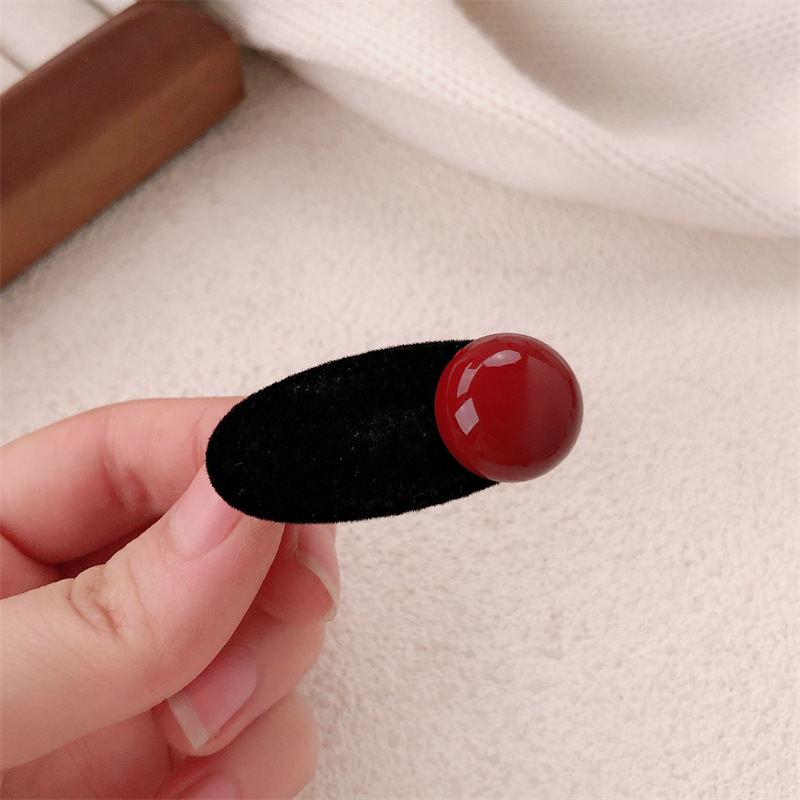 Clip de boca de pato perla roja de alta calidad Clip lateral de terciopelo rosa flequillo clip para el cabello roto tocado horquilla accesorios para el cabello