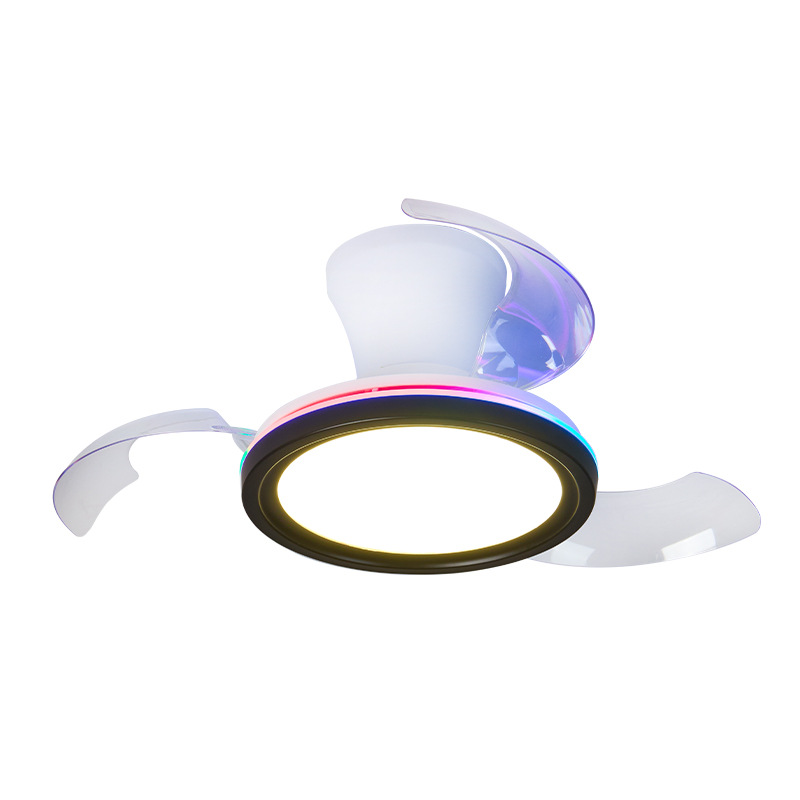 Lámpara Ventilador de Techo Invisible, Hierro y ABS, Luz RGB, Control remoto de 6 velocidades, para Cocina y Baño