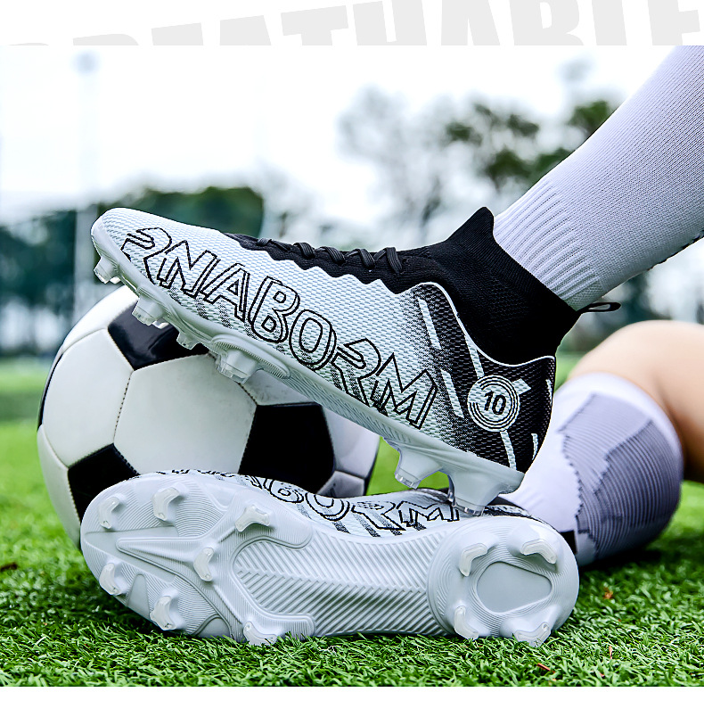 Autumn New High Top Long Men's and Women's Gold School Professional Training Broken Nail Football Shoes_voghion.com