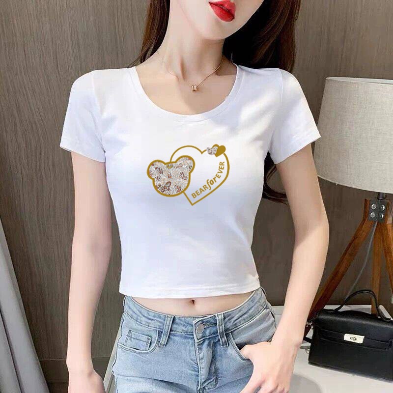 Milk Silk Short-Sleeved T-Shirt for Women, New Summer Style Round Neck Shirt, Slim Fit, Short Style, Versatile Top for Small People Milk Silk Short-Sleeved T-Shirt for Women, New Summer Style Round Neck Shirt, Slim Fit, Short Style, Versatile Top for Small People