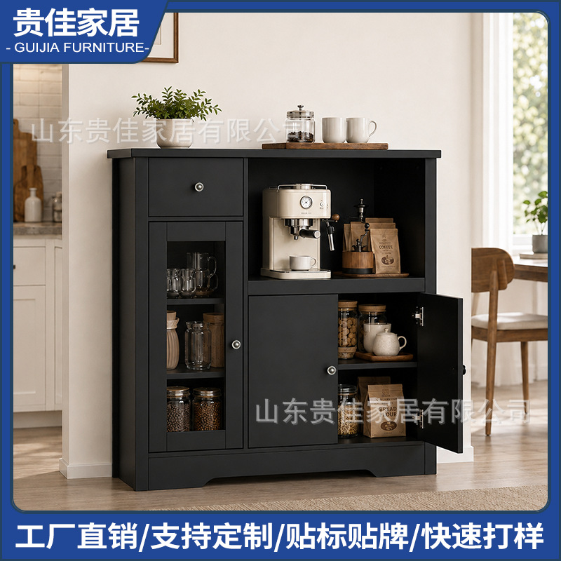Cross-border custom-made multi-use sideboard, kitchen storage cabinet, dining cabinet, visible storage cabinet, wine cabinet, tea cabinet