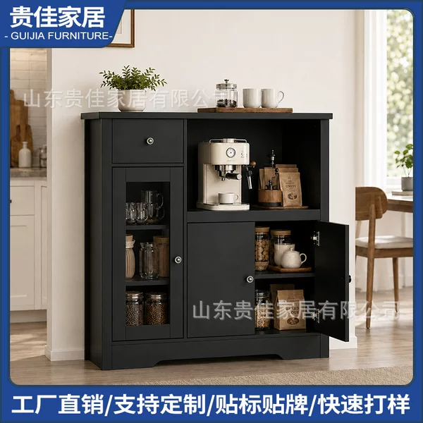 Cross-border custom-made multi-use sideboard, kitchen storage cabinet, dining cabinet, visible storage cabinet, wine cabinet, tea cabinet