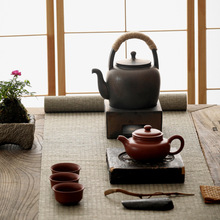 復古日式溫茶爐小火爐粗陶茶具提手壺套裝加熱爐家用泡茶器蠟燭爐
