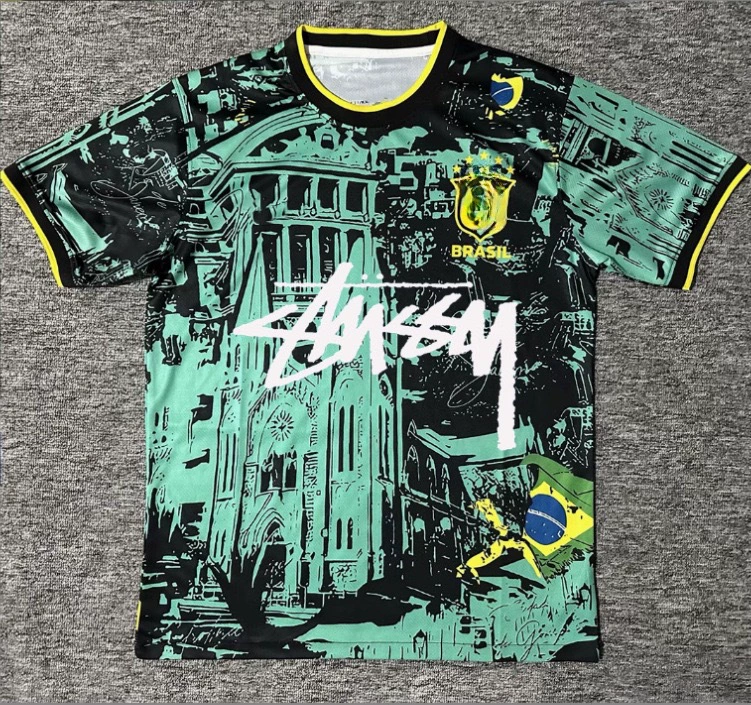 Футболка Stussy Stussy с подписью, Аргентина, Интер, Бразилия, Италия, Фламенго, короткие рукава