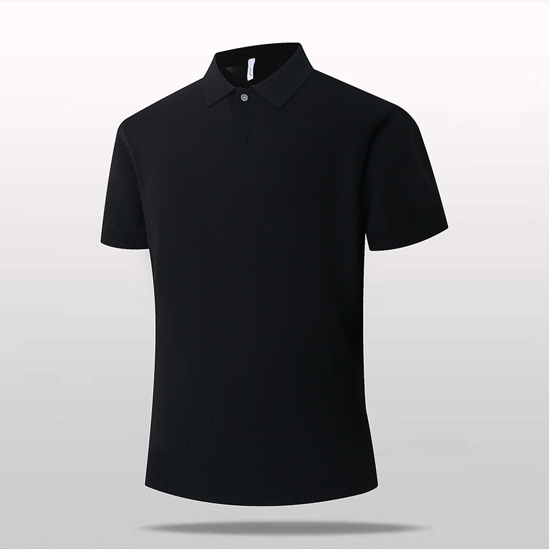 Polo camiseta de punto camiseta de manga corta hombre botón de solapa viejo dinero estilo delgado negocio hielo camiseta fábrica transfronteriza al por mayor
