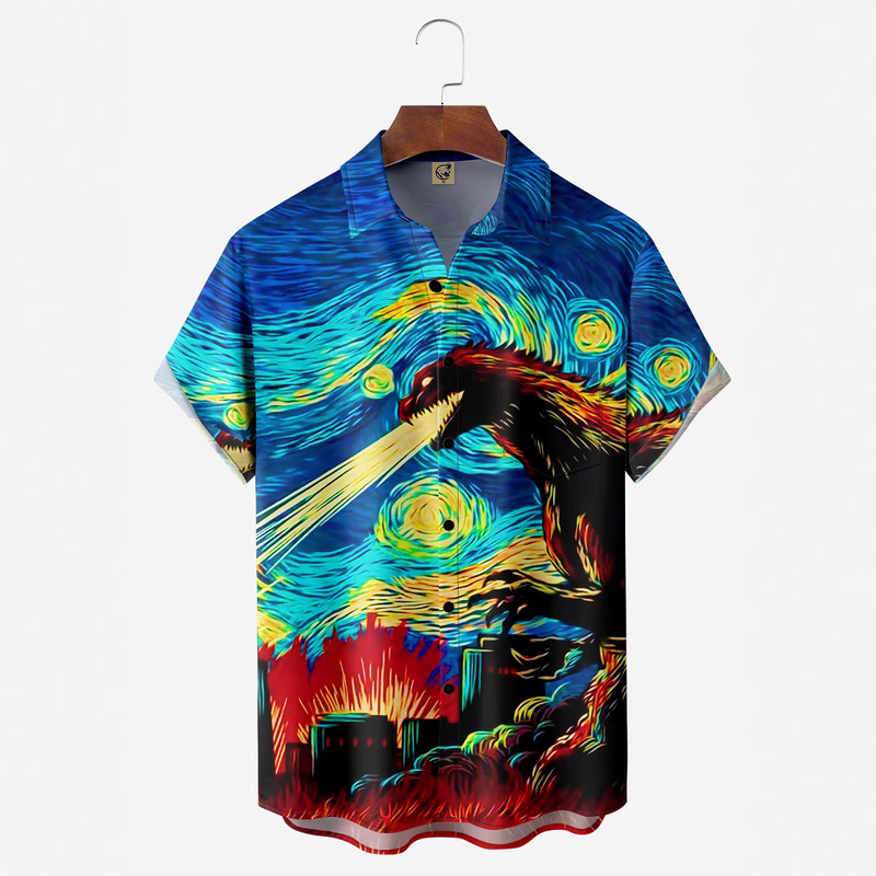 7-27-2023 Creative 3D Digital Printing Moisture Wicking Trendy Loose Short-Sleeved Shirt Men's Top E306