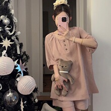 夏季新款可爱睡衣女云朵棉宽松休闲简约两件套高级感家居服