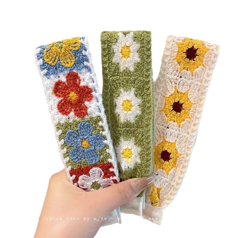 Banda para el cabello con velcro bordada de temperamento de súper hada, flequillo en la frente femenina, cabello roto, diadema de artefacto de acabado, flequillo, horquilla