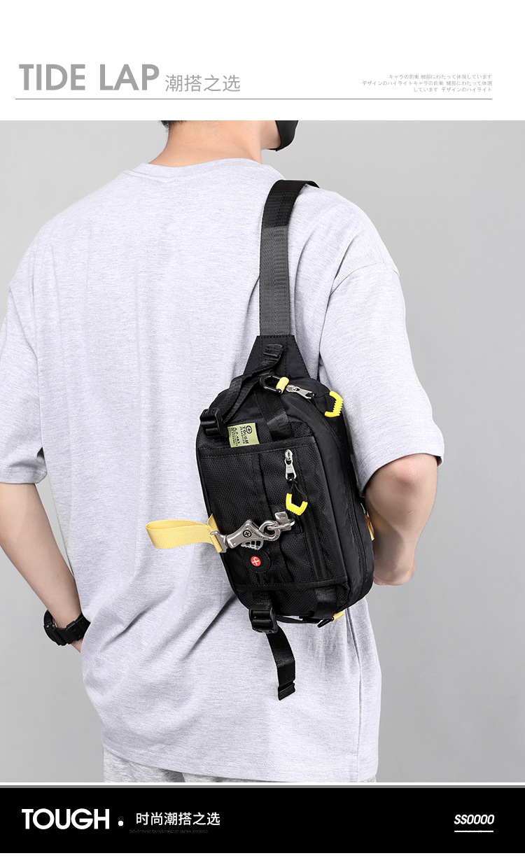 New cross-border large-capacity men's chest bag, outdoor single-shoulder bag, sports phone bag, multi-functional crossbody chest bag details Picture