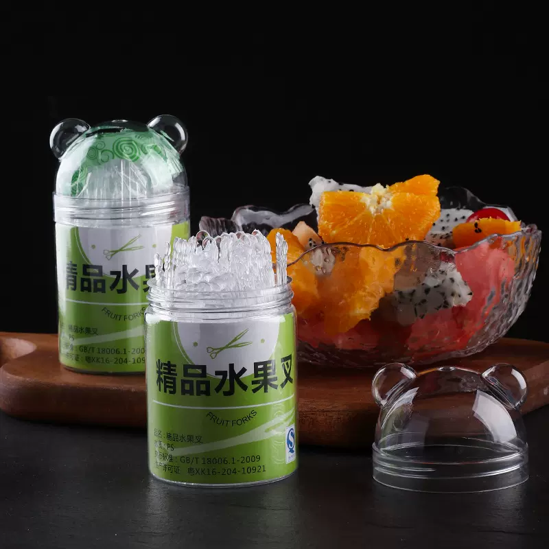 一次性水果叉罐装独立包装KTV酒吧蛋糕加厚加硬水果叉盒装商用