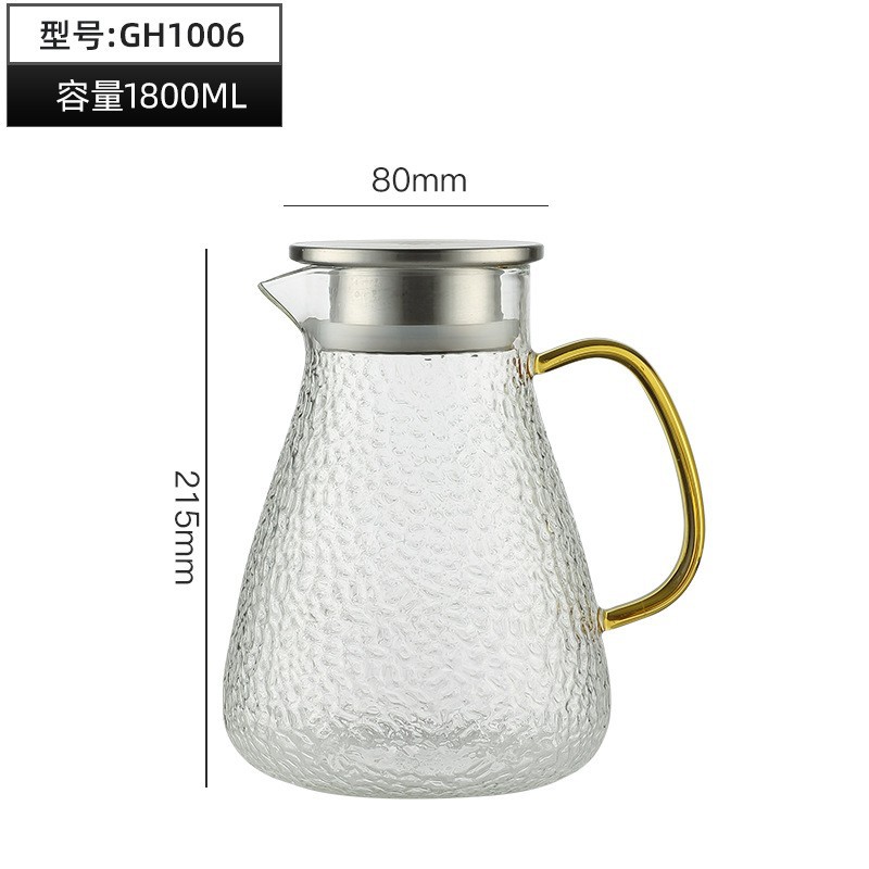 martillo japonés de alto boro tetera de vidrio tetera de té resistente al calor tetera de agua fría de gran capacidad tetera de jugo tetera de té doméstica