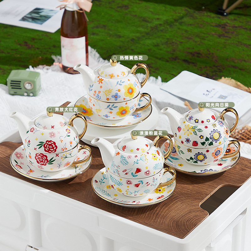 Británico té de la tarde sola olla juego de té de cerámica traje taza platillo Madre y niño olla tetera cafetera regalo logo