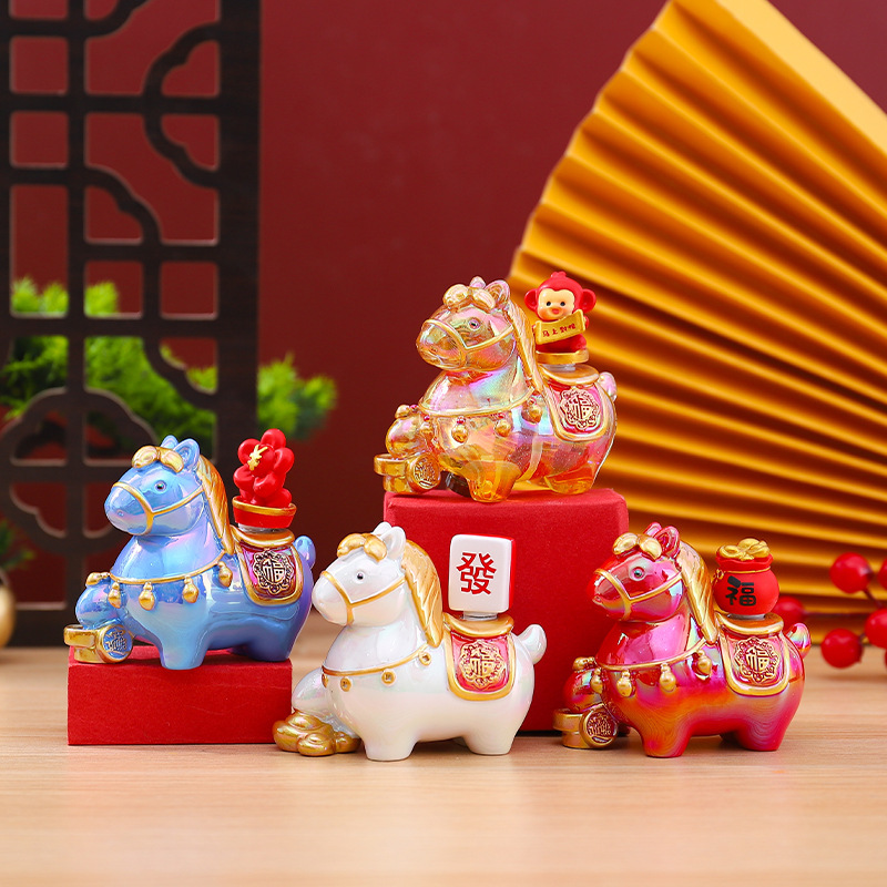 马年生肖萌宠古风桌面摆件神马都有盲盒创意车载摆件吉祥物批发|undefined