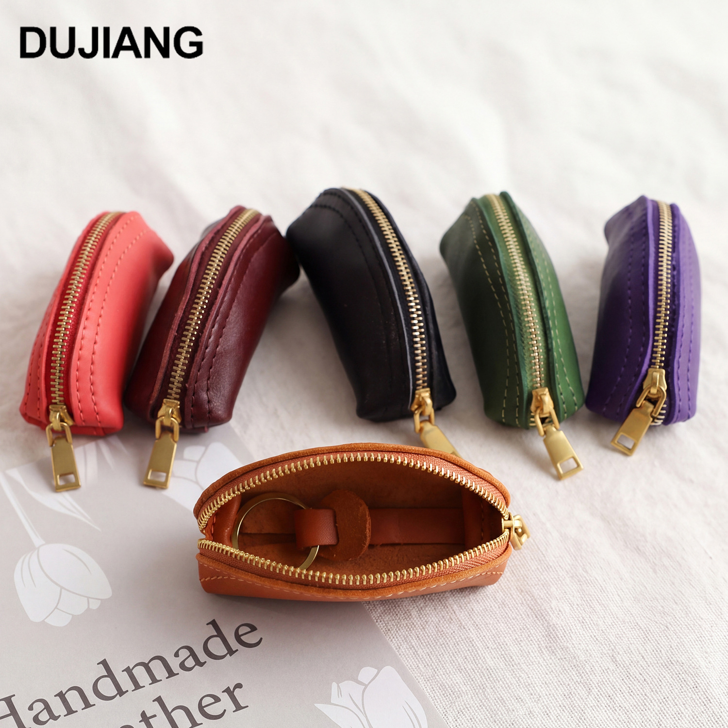 Cross-Border Key Bag, Genuine Leather Mini Cute Coin Purse, Multi-Functional Small Bag, New Coin Storage Bag, Portable Bag