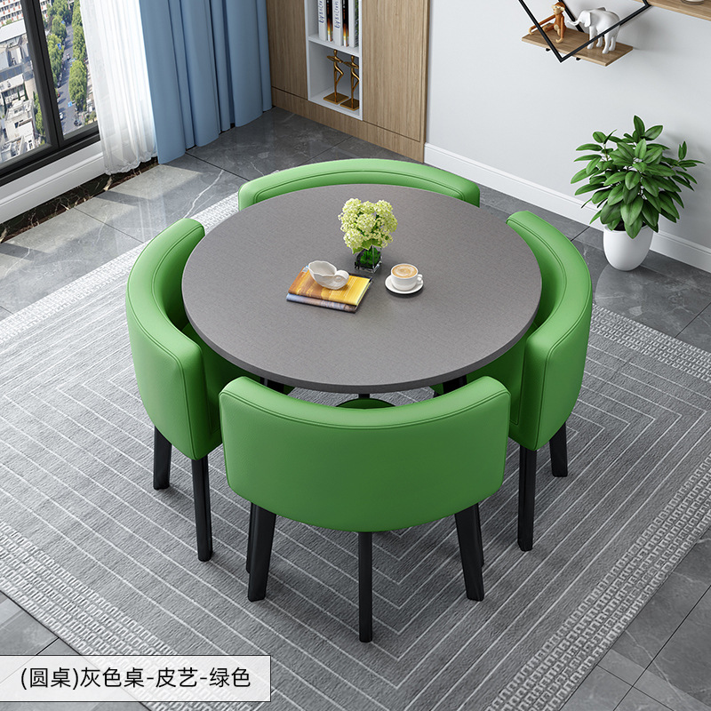 Simple Recepción y negociación pequeña mesa redonda mesa de recepción negociación reunión mesa de invitados y silla traje Oficina área de descanso mesa y silla combinación