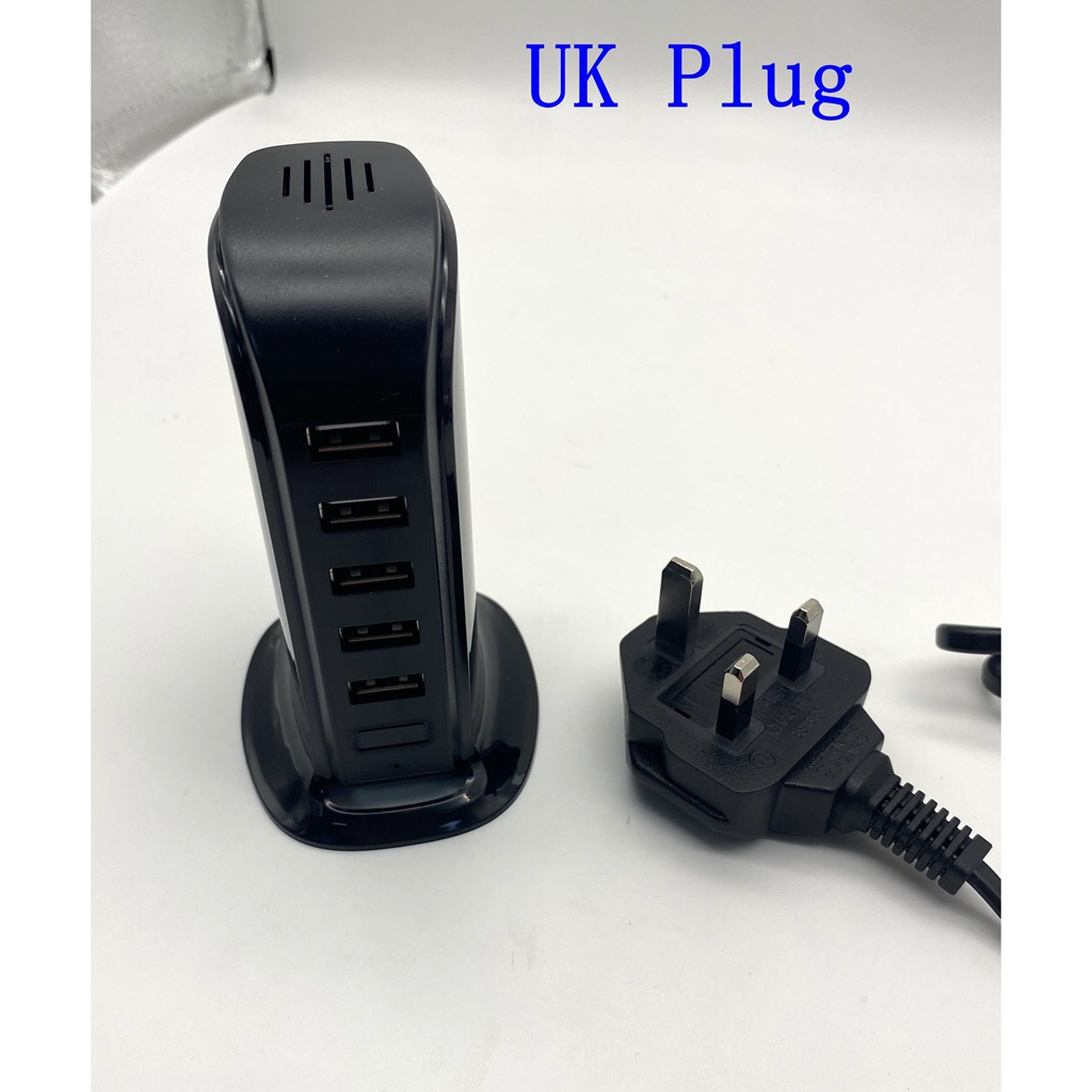 Cargador USB vertical de escritorio, 5 puertos, 5V4A 20W, cargador multipuerto de fábrica al por mayor