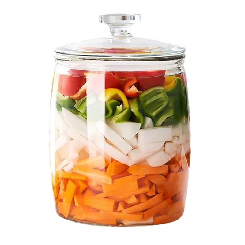 キムチつぼ家庭用ガラス食品級密封缶大口四川マリネ漬け缶酸っぱい野菜漬けガラス缶|undefined