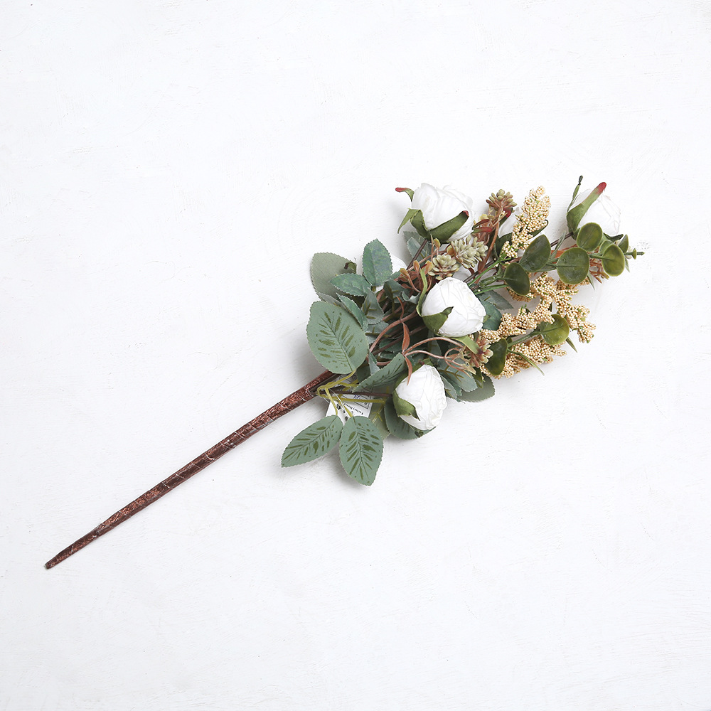 7 diamantes retro rosas frutas agujeros de alto nivel atmósfera flor de simulación decoración de la sala de estar props de disparo de boda